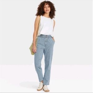 NWT Universal Thread™ Women's Striped High-Rise Tapered Pants Light Blue Size 14